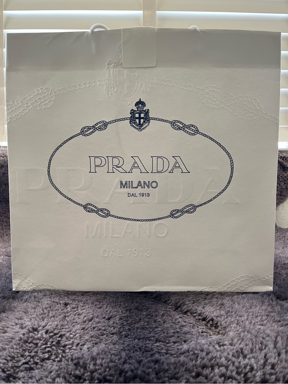 Authentic Prada White Milano Logo Paper Shopping Bag